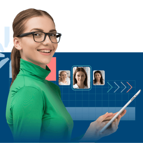 Meid met groen shirt square